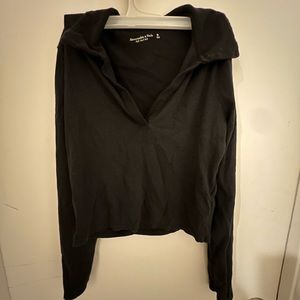 ABERCROMBIE LONG SLEEVE RIBBED POLO TOP